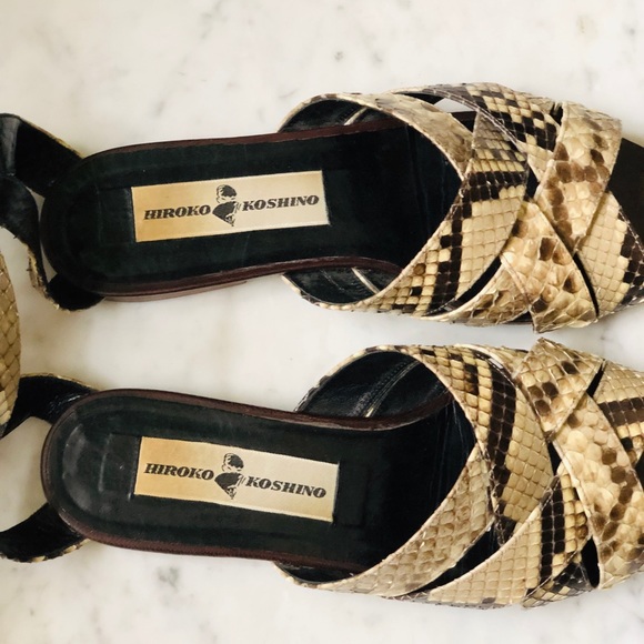 Vintage Hiroko Koshino Python Ankle-Wrap Sandals - Picture 2 of 8